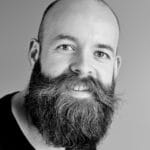 a man in black and white